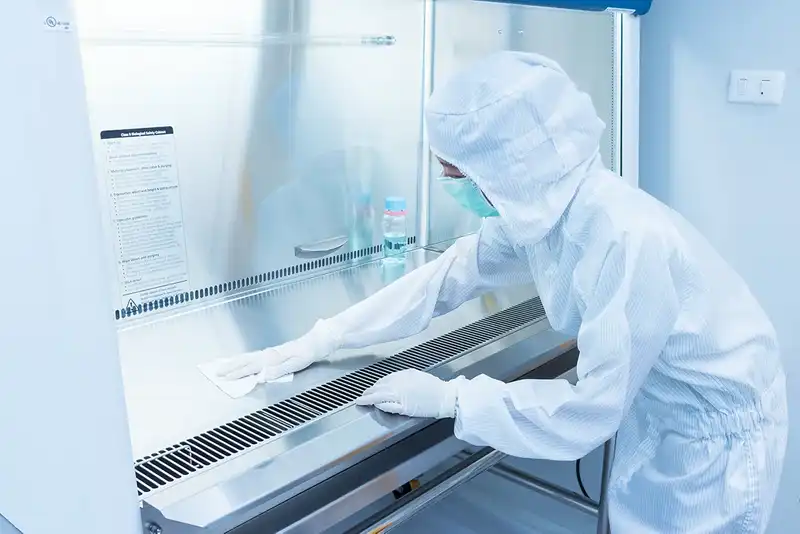 BalCon Tab Technician testing a laminar flow hood with his tools