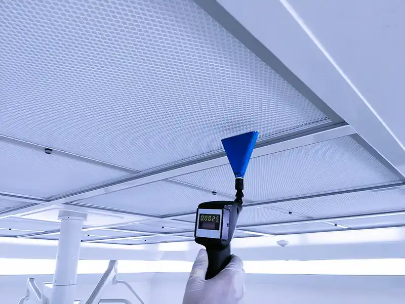 BalCon Tab Technician installing new HEPA filters for a fume hood